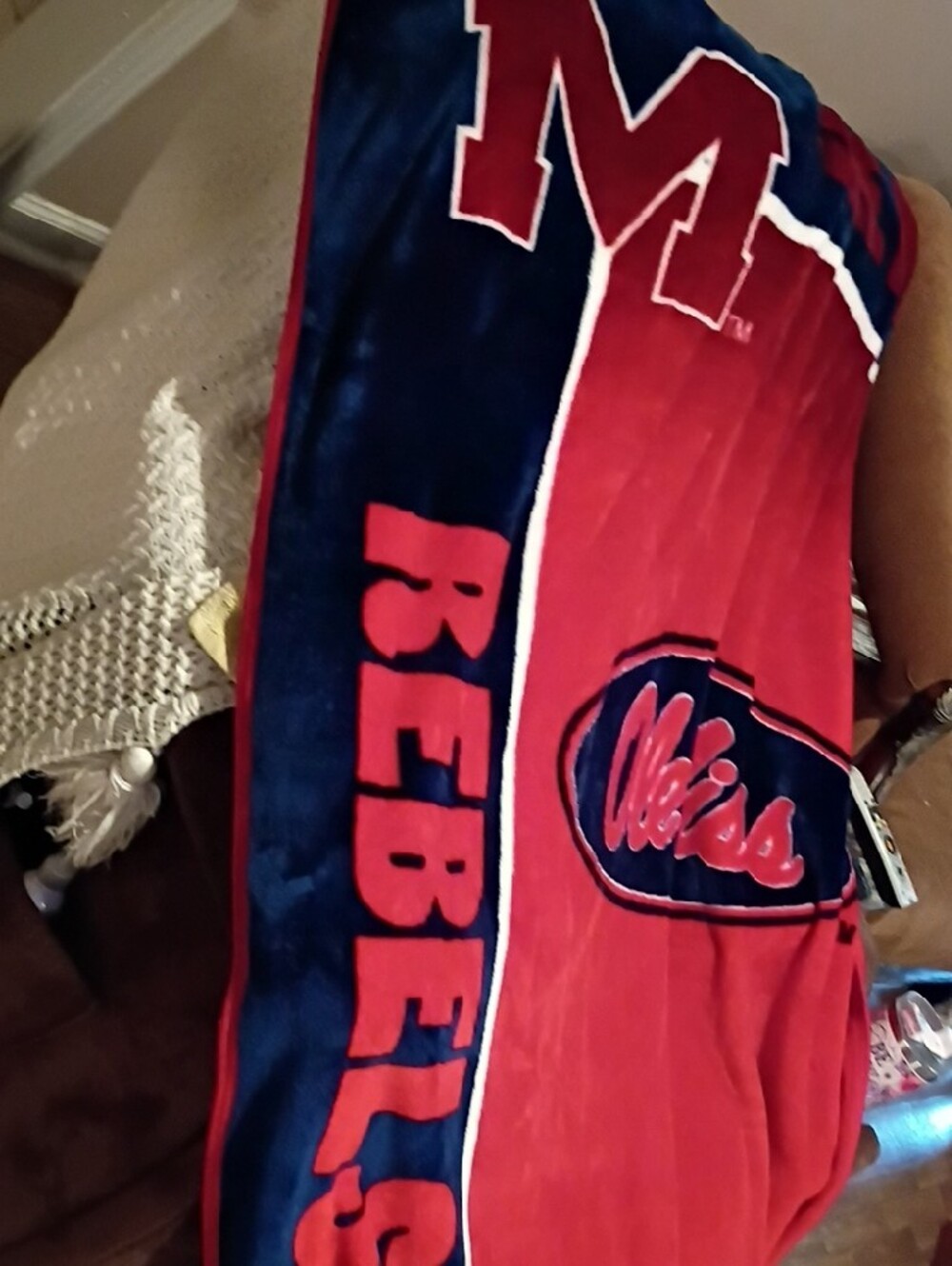 Ole Miss Red Plush Throw Blanket - Collegiate Soft Throw - Picture 6 of 8